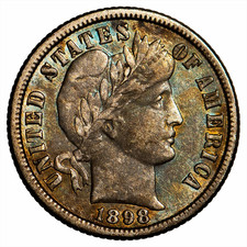 1898O Barber Dime 10C Raw picture