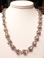 Vintage Anne Klein Toggle Necklace Knotted Link Heavy Silver Tone Signed 24” picture