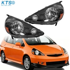 Replacement For Honda Fit 2007-2008 Halogen Headlight Headlamp Black Housing L+R picture