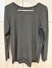 Lululemon Weekend Shirt Sz 10 Long Sleeve Top Black White Stripe Women’s Stretch picture