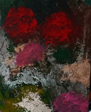 Original Acrylic Painting Abstract Scrape Flowers 11x14 picture