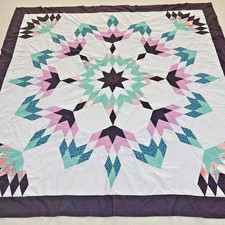 Texas Lone Star Handmade Machine Pieced Cotton Queen Patchwork quilt top/topper picture