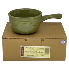 Longaberger Chili Bowl Sage Green Woven Traditions Pottery Single Handle NIB picture