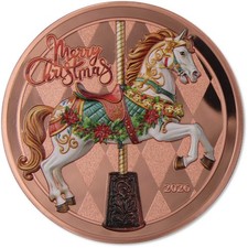 2026 Cameroon 5 oz Copper Merry Christmas Carousel Horse BU picture
