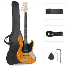 Glarry GJazz Electric Bass Guitar Black pickguard Transparent Yellow picture
