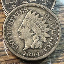 1864 Copper Nickel Indian Cent Nice Original VF CHRC picture