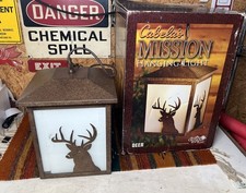 Cabelas Hanging Light Deer Buck Lantern Cabin Indoor Outdoor Rustic Metal Glass picture