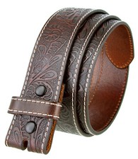 Western Floral Engraved Tooled Genuine Full Grain Leather Belt Strap 1-1/2