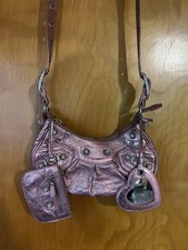 BALENCIAGA Le Cagole Authentic Mini Shoulder Bag Pink Metallic Crossbody Bag picture