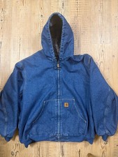 Vintage Carhartt Jacket Mens 4XL Blue Denim Blanket Lined Active Asap J139 DST picture