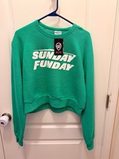 Where I'm From Sunday Funday Cropped Sweatshirt Green Women's Size M picture