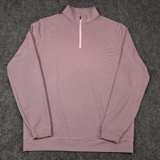 Peter Millar Sugar Striped Perth Performance 1/4 Zip Pullover Men's L Pink Gray picture