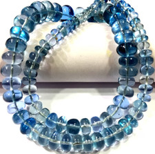 AAAA+ Extremely Rare~Aquamarine Color Smooth Beads Larger Size Rondelle Beads. picture