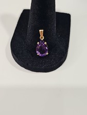 14K Yellow Gold Pear Cut Amethyst Pendant picture