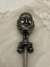 Antique Silver Plate Humpty Dumpty Baby Rattle 3 Bells Engraved  picture