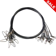 Stainless Fishing Wire Steel Leaders Line 19.68 In 125 Lb Heavy Duty Snaps 20 Pc picture