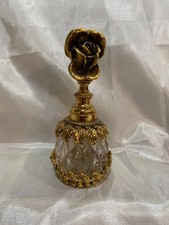 Vtg Matson Stylebuilt Rose Vanity Ornate 24k Gold Ormolu Perfume Bottle + Dauber picture