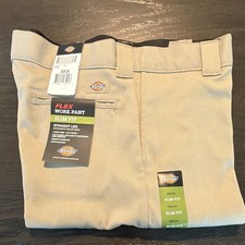 Dickies Men's Work Pants 873 FDS Flex Slim Fit Khaki 36 x 34 Straight Leg NWT picture