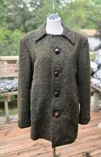 Vintage Lee's Tailor Hong Kong Wool Coat Green Black Paisley Lined Men’s L picture