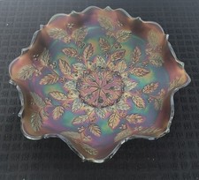 Antique Fenton Holly Green Carnival Glass 9