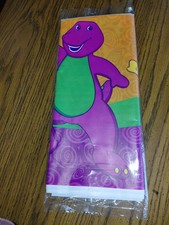 Vintage 2002 Barney & Friends Plastic Tablecover Tablecloth 54×96