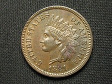 OLD COPPER COIN AU 1881 INDIAN HEAD CENT PENNY FULL LIBERTY & DIAMONDS LOT 2 picture