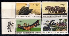 US Stamp Scott #1387-1390, 6c, Natural History Issue, Zip Block, OG, MNH picture