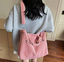 Women’s Pink Solid Tote Bag Embroidered Top Handle Adjustable Detachable Strap picture