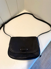 Frye Olivia Black Leather Crossbody Handbag Silver Hardware Inner Pockets picture