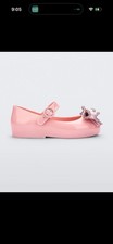 Mini Melissa Mini Sweet Love Pink/Metallic Pink Bow Mary Jane Flats Girls Sz 10 picture