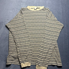 Vintage Gramicci Sweater Mens M Gray Blue Striped Knit Crewneck Long Sleeve  picture