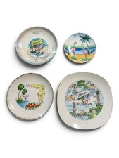 Vintage Florida Souvenir Plates Set of 4 Flamingos Mid Century Travel Decor picture