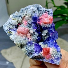 200G Natural rhodochrosite with purple fluorite crystal mineral specimen picture