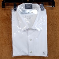ALFANI Dress Shirt Mens Size 17 17.5 34 35 Solid White Regular Fit Stretch picture