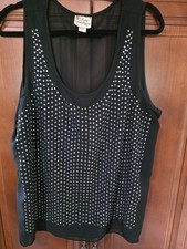 Pretty Rebellious xl Black Rhinestone Sleeveless Top Shirt Blouse Embellished  picture
