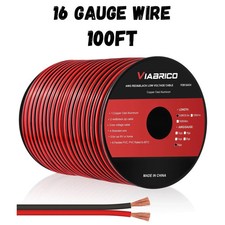 16 Gauge Wire, 16AWG Automotive Wire Electrical Wire 100FT 2 Conductor Red Black picture