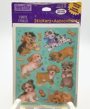 Heartline Hallmark Vintage Puppy Dog Stickers Pack 3 Sheets Sealed New Old Stock picture