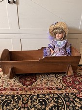 Vintage Wooden Swinging Doll Cradle Bassinet Crib Antique Handmade picture