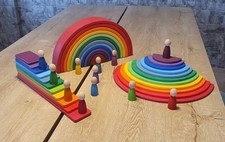 Wooden Rainbow Stacker – Grimms Style Montessori Toy | 46 pcs picture