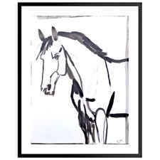 Original Minimalist 9x12 Horse Wall Art Acrylic Black White Contemporary Signed picture