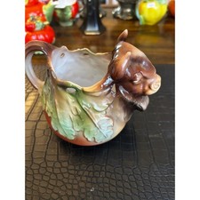 Royal Schwarzburg Vintage Porcelain Figural Bull Head Creamer Leaf Design German picture