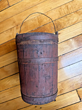 Antique Painted Staved Bucket 19th C Primitive Maine picture