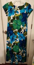 Vintage Pacific Isle Creations of Hawaii Tropical Maxi Dress 14 Waterfall Back picture