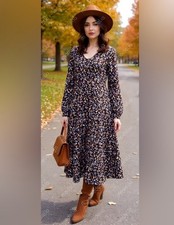 Boden Glorious British Style Long Sleeve Maxi Dress Size 14 Navy Paisley $199 picture