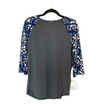 LuLaRoe Randy Size XL Baseball Tunic Top T-shirt Multicolored Floral Geometric picture