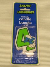Smurf Party Supplies Birthday Candle 4 Years 1983 Vintage Smurfs Collectible NIP picture