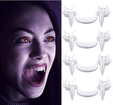 4 × Retractable Vampire Teeth Halloween Cosplay Horror Costume Zombie Fang USA picture