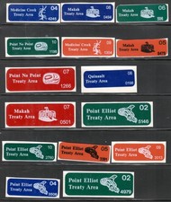 15 INDIAN TRIBE Treaty Area Fishing + Game Hunting MINT Revenue Stamps Lot picture