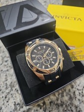 RETAIL $499🔥INVICTA BOLT BLACK SILICONE BAND YELLOW GOLD  50mm CHRONOGRAPH NEW  picture