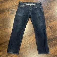 Kitsbow Mens Cycling Drifter Jeans Size 34x27 Dark Blue Stretch USA Made RARE picture